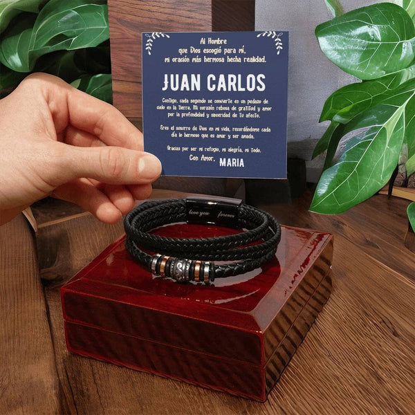 Brazalete de Cuero Personalizado 'Love You Forever' con Tarjeta de Mensaje para Esposo - Solo Venta Online Jewelry 