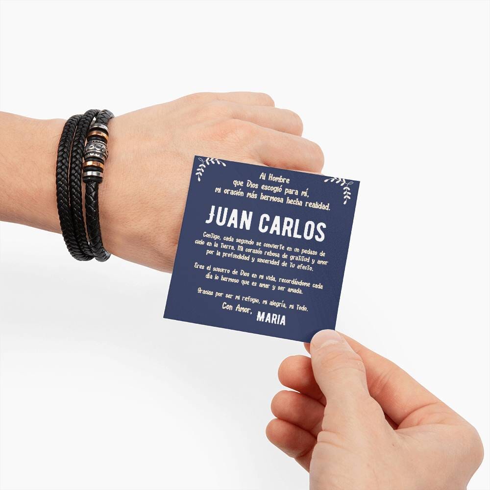 Brazalete de Cuero Personalizado 'Love You Forever' con Tarjeta de Mensaje para Esposo - Solo Venta Online Jewelry 