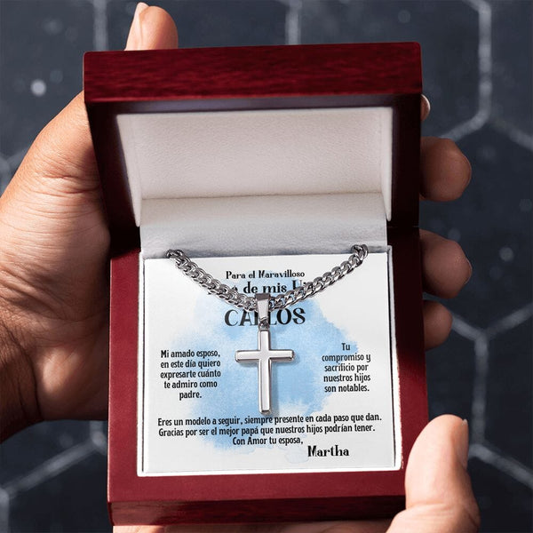 Cadena Cubana con Cruz Personalizada: Un Regalo Único para el Mejor Papá del Mundo Jewelry/EngravedCross ShineOn Fulfillment 