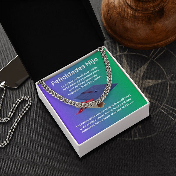 Cadena Cubana de Triunfo: Un Regalo de Orgullo y Bendiciones para tu Hijo Jewelry/CubanLink 