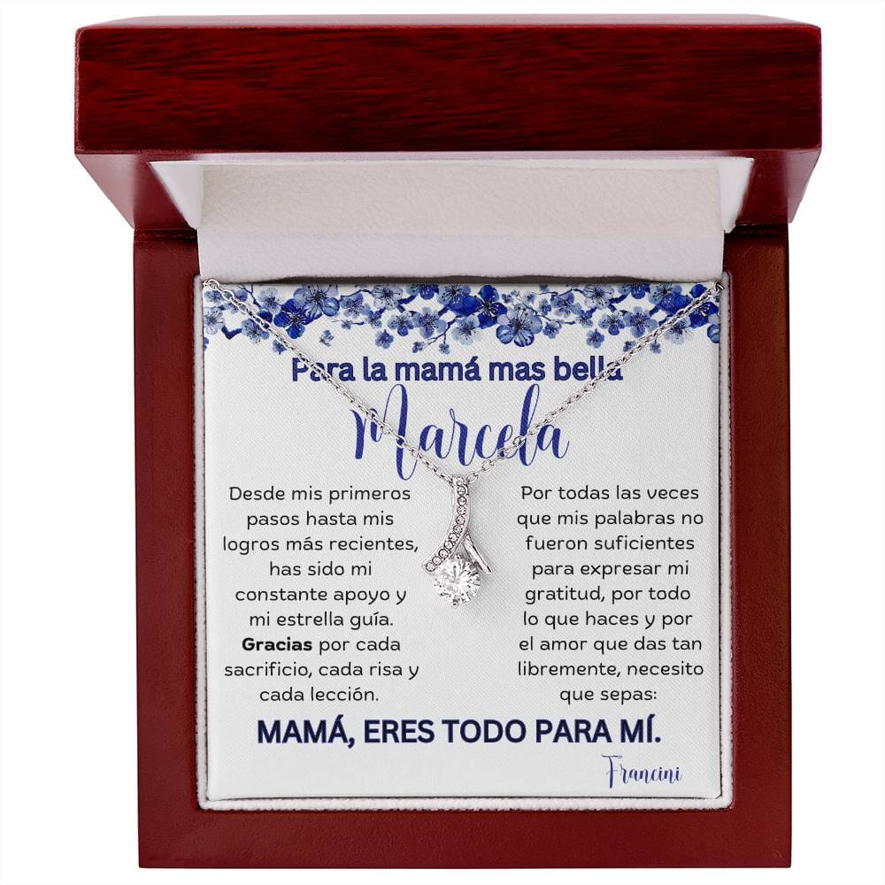 Cadena Radiante de Eterno Encanto: Collar Lazo de Amor para Mamá Jewelry/AlluringBeauty Acabado en Oro Blanco Luxury Box 