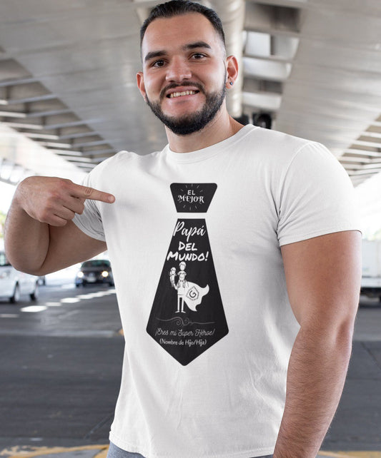 Camiseta de manga corta Para el Día del Padre, Personalizada - Blanca 