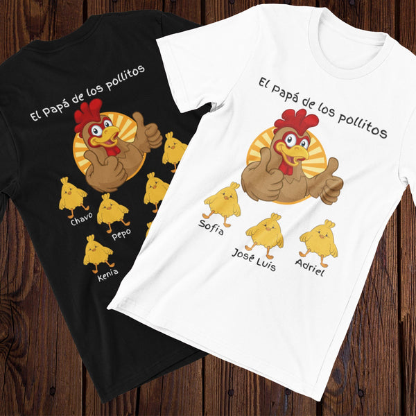 Camiseta de manga corta unisex (Personalizada) Para El Día del Padre- El Papá de Los Pollitos T-Shirt Regalos.Gifts 