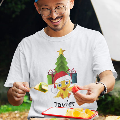 Camiseta de manga corta unisex (Personalizada) Para Navidad- El Pollito T-Shirt 
