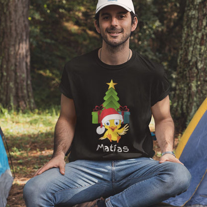 Camiseta de manga corta unisex (Personalizada) Para Navidad- El Pollito T-Shirt Black XL (Adulto) 
