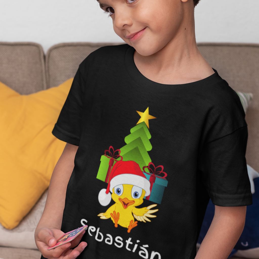 Camiseta de manga corta unisex (Personalizada) Para Navidad- El Pollito T-Shirt Black 2T 