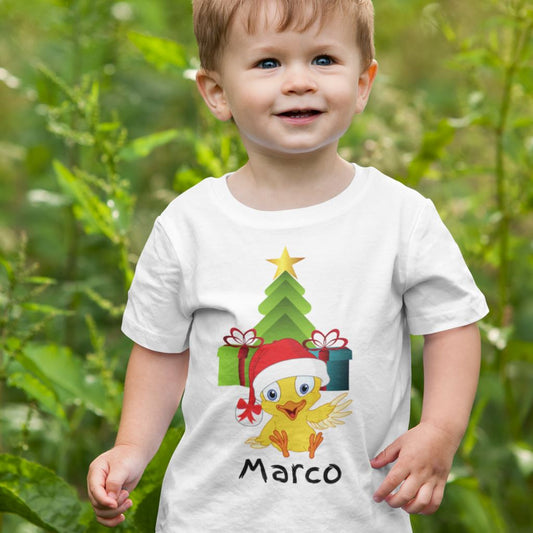 Camiseta de manga corta unisex (Personalizada) Para Navidad- El Pollito T-Shirt White 2T 