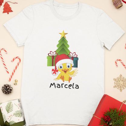 Camiseta de manga corta unisex (Personalizada) Para Navidad- El Pollito T-Shirt White S (Niños) 