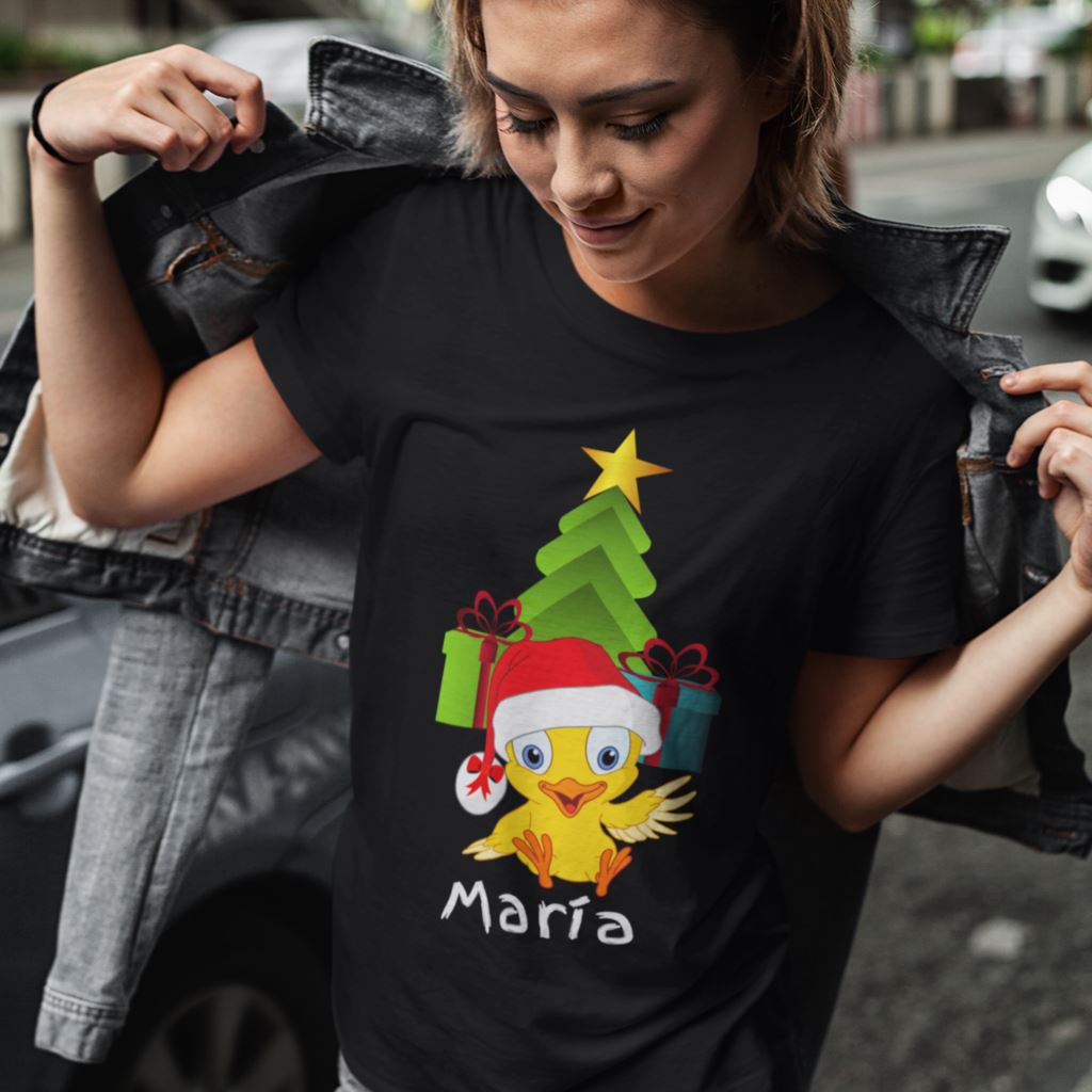 Camiseta de manga corta unisex (Personalizada) Para Navidad- El Pollito T-Shirt 