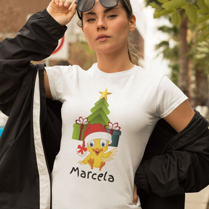 Camiseta de manga corta unisex (Personalizada) Para Navidad- El Pollito T-Shirt White S (Adulto) 