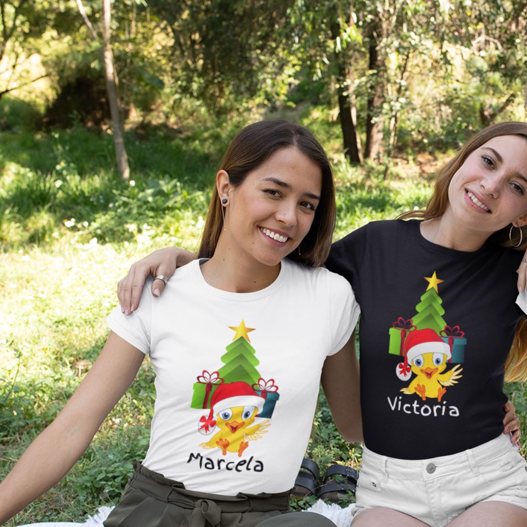 Camiseta de manga corta unisex (Personalizada) Para Navidad- El Pollito T-Shirt 