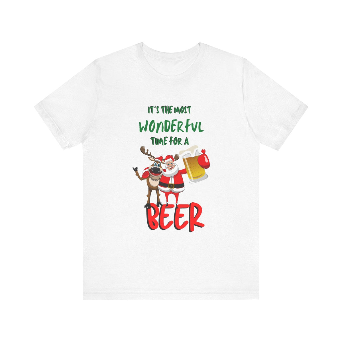 Camiseta de Navidad "It’s the Most Wonderful Time for a BEER" T-Shirt Printify White S 