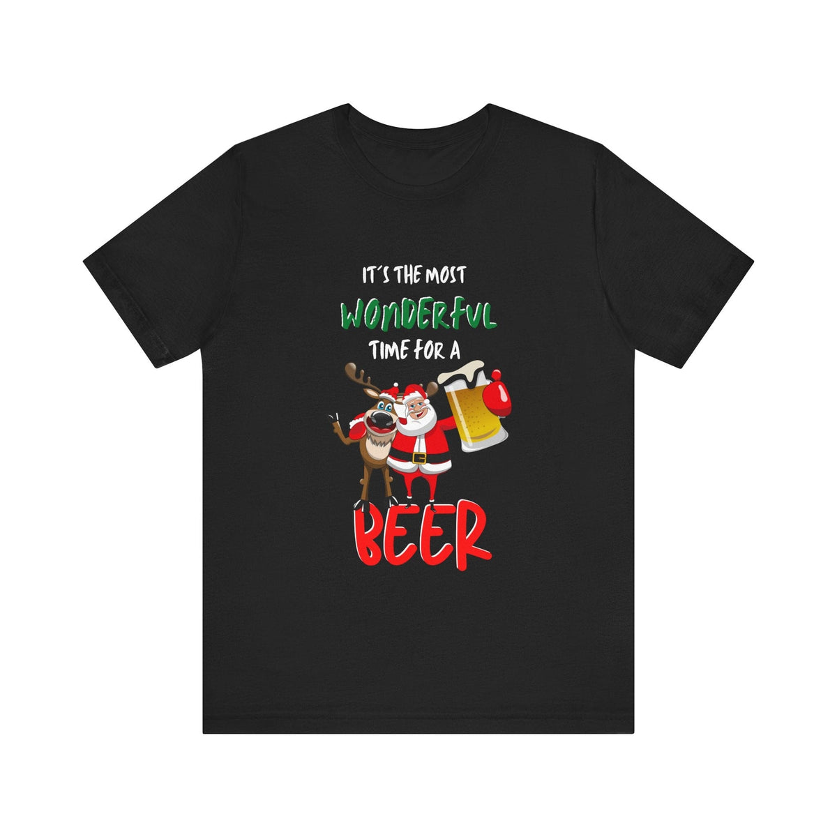 Camiseta de Navidad "It’s the Most Wonderful Time for a BEER" T-Shirt Printify Black S 