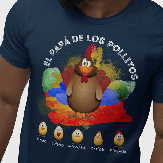 Camiseta Personalizada 'Papá de los Pollitos': Regala Amor, Estilo y Calidad Este Día del Padre T-Shirt Navy S 
