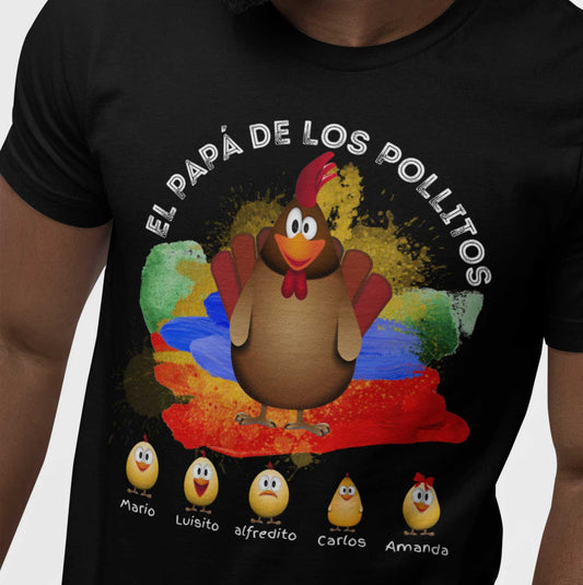 Camiseta Personalizada 'Papá de los Pollitos': Regala Amor, Estilo y Calidad Este Día del Padre T-Shirt Black S 