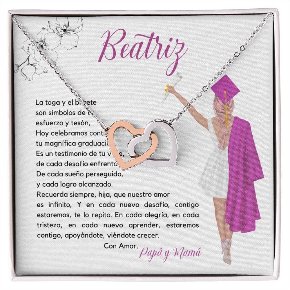 Cariño Infinito: Collar de Corazones Entrelazados para una Graduación Inolvidable Jewelry/InterlockingHearts Acero Inoxidable Pulido &amp; Acabado en Oro Rosa. Standard Box 