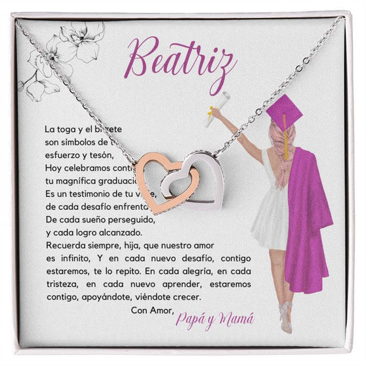 Cariño Infinito: Collar de Corazones Entrelazados para una Graduación Inolvidable Jewelry/InterlockingHearts Acero Inoxidable Pulido &amp; Acabado en Oro Rosa. Standard Box 