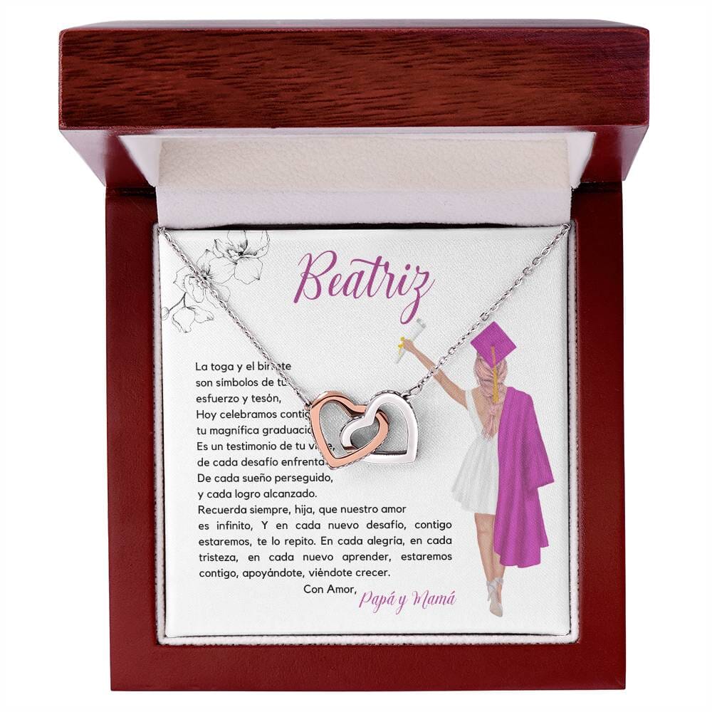 Cariño Infinito: Collar de Corazones Entrelazados para una Graduación Inolvidable Jewelry/InterlockingHearts Acero Inoxidable Pulido &amp; Acabado en Oro Rosa. Luxury Box 