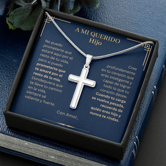 [CASI AGOTADO] Hijo, Cree - Collar de Cruz Personalizada Jewelry/EngravedCross Caja de Dos Tonos (GRATIS) 