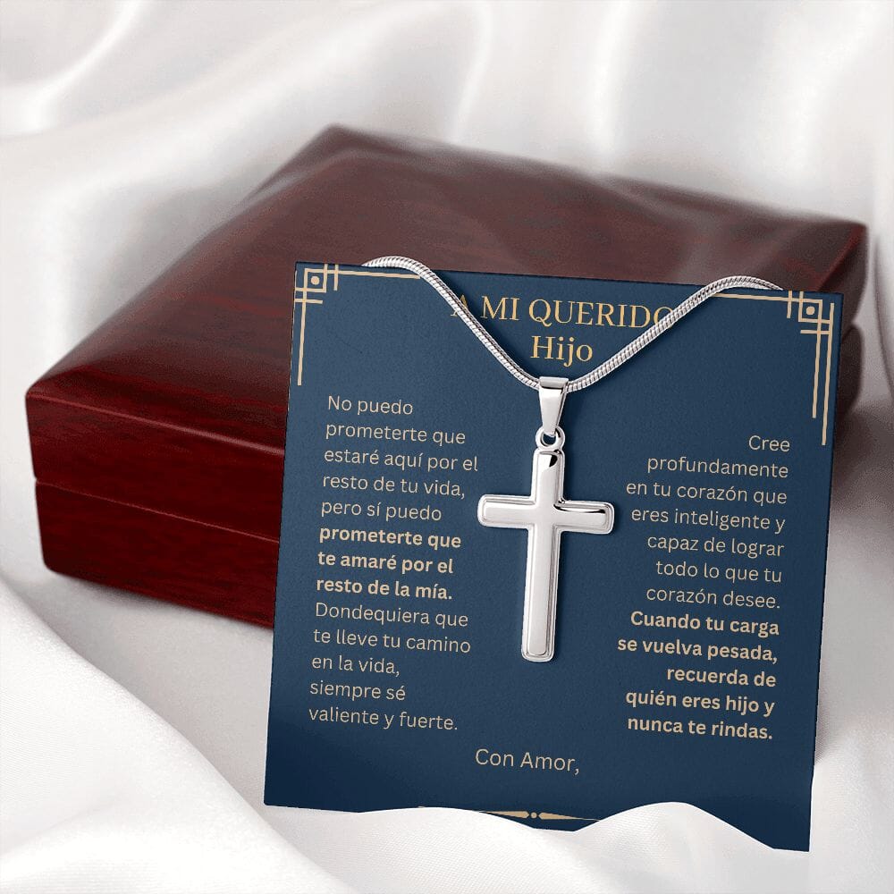 [CASI AGOTADO] Hijo, Cree - Collar de Cruz Personalizada Jewelry/EngravedCross Caja de Lujo con Luz LED 