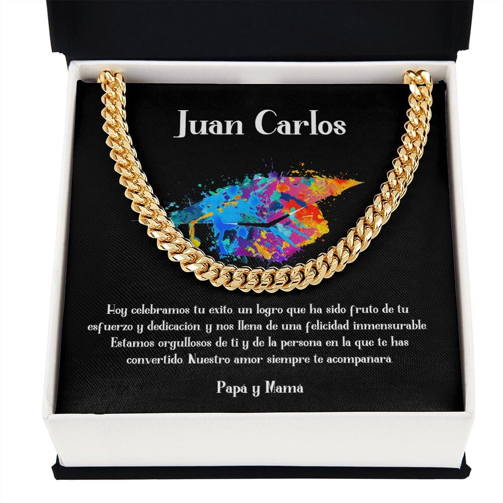 Celebra su graduación con un regalo de elegancia y estilo perdurable - Cadena Cubana para regalo de Graduación Jewelry/CubanLink 14K Yellow Gold Finish Standard Box 
