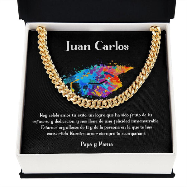 Celebra su graduación con un regalo de elegancia y estilo perdurable - Cadena Cubana para regalo de Graduación Jewelry/CubanLink 14K Yellow Gold Finish Standard Box 