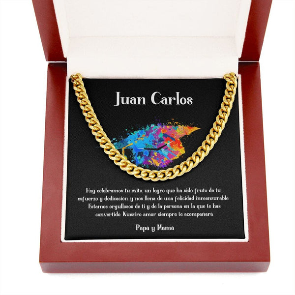 Celebra su graduación con un regalo de elegancia y estilo perdurable - Cadena Cubana para regalo de Graduación Jewelry/CubanLink 14K Yellow Gold Finish Luxury Box 