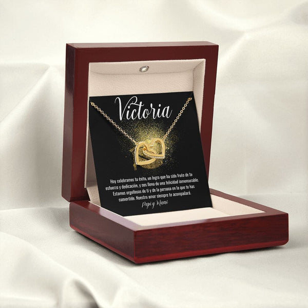 Celebra su graduación con un regalo eterno de amor y felicidad! - Collar Interlocking Hearts Jewelry/InterlockingHearts ShineOn Fulfillment 18K Yellow Gold Finish Luxury Box 
