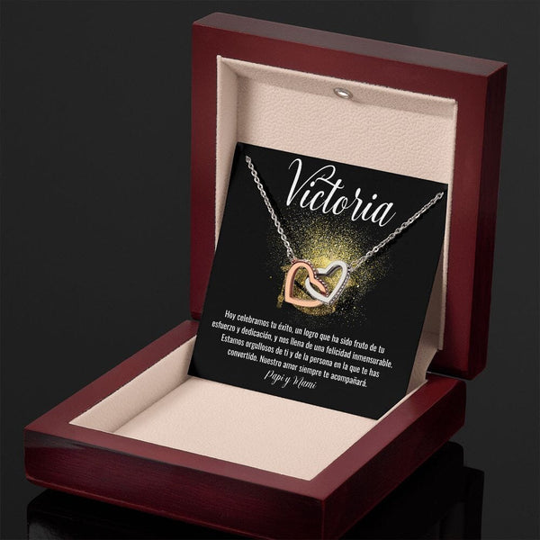 Celebra su graduación con un regalo eterno de amor y felicidad! - Collar Interlocking Hearts Jewelry/InterlockingHearts ShineOn Fulfillment Polished Stainless Steel & Rose Gold Finish Standard Box 