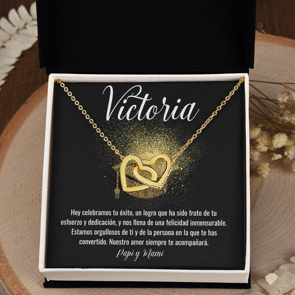 Celebra su graduación con un regalo eterno de amor y felicidad! - Collar Interlocking Hearts Jewelry/InterlockingHearts 18K Yellow Gold Finish Standard Box 