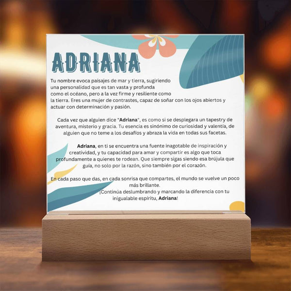 Celebración de Virtudes: Lámpara de Adriana en Acrílico Premium Acrylic/Square ShineOn Fulfillment Estilo 