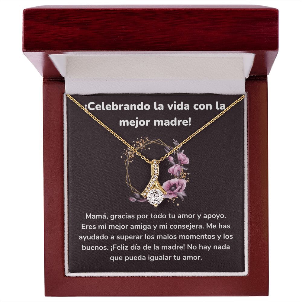 ¡Celebrando la vida con la mejor madre! Collar Belleza Seductora (Alluring Beauty) Para Mamá Jewelry/AlluringBeauty Acabado en Oro Amarillo de 18 quilates Luxury Box 