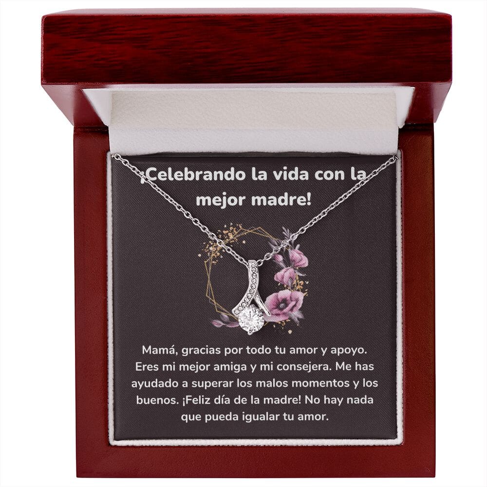 ¡Celebrando la vida con la mejor madre! Collar Belleza Seductora (Alluring Beauty) Para Mamá Jewelry/AlluringBeauty Acabado en oro blanco de 14 k Luxury Box 
