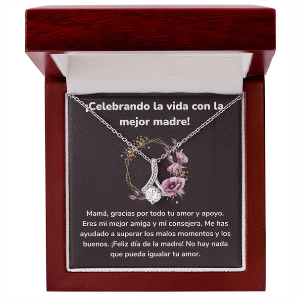 ¡Celebrando la vida con la mejor madre! Collar Belleza Seductora (Alluring Beauty) Para Mamá Jewelry/AlluringBeauty Acabado en oro blanco de 14 k Luxury Box 