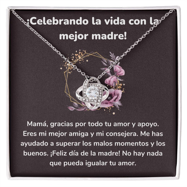 ¡Celebrando la vida con la mejor madre! Collar Para Mamá Nudo de Amor (LoveKnot) Jewelry/LoveKnot Acabado en oro blanco de 14 k Cajita Estándar (GRATIS) 