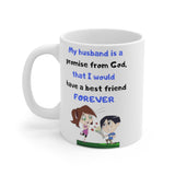 Coffee Mug with Christian message: My husband is a promise from God! 11 y 15 onzas Mug Printify 