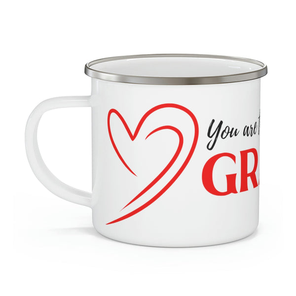 Coffee Mug with love message: You are the best GRANDMA ever! - Enamel Camping Mug Mug Printify 12oz 