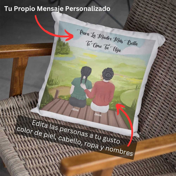 Cojín, Almohadón, Pillow Personalizada Para Mamá/Abuela Papá/Abuelo E Hijo/Hija Pillow Printify 14" × 14" 