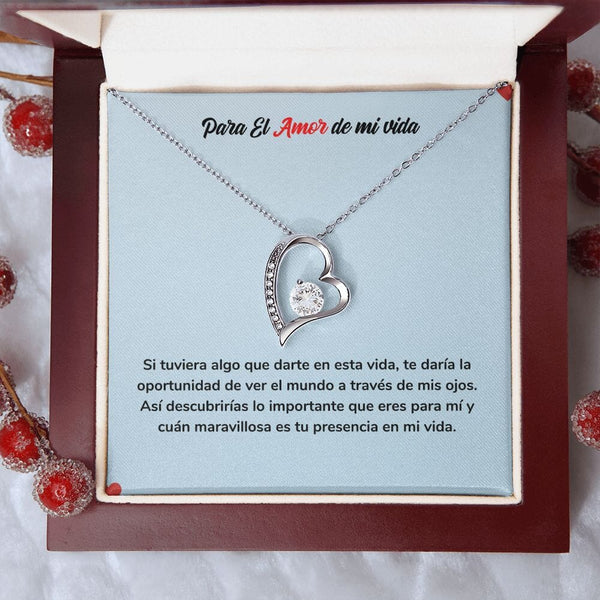 Collar Amor para Siempre - Para el Amor de mi Vida Jewelry ShineOn Fulfillment Acabado en oro blanco de 14 k Cajita de Lujo con Luz Led 