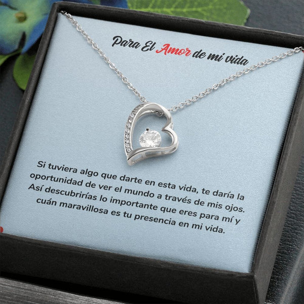 Collar Amor para Siempre - Para el Amor de mi Vida Jewelry Acabado en oro blanco de 14 k Cajita Estandard (Gratis) 