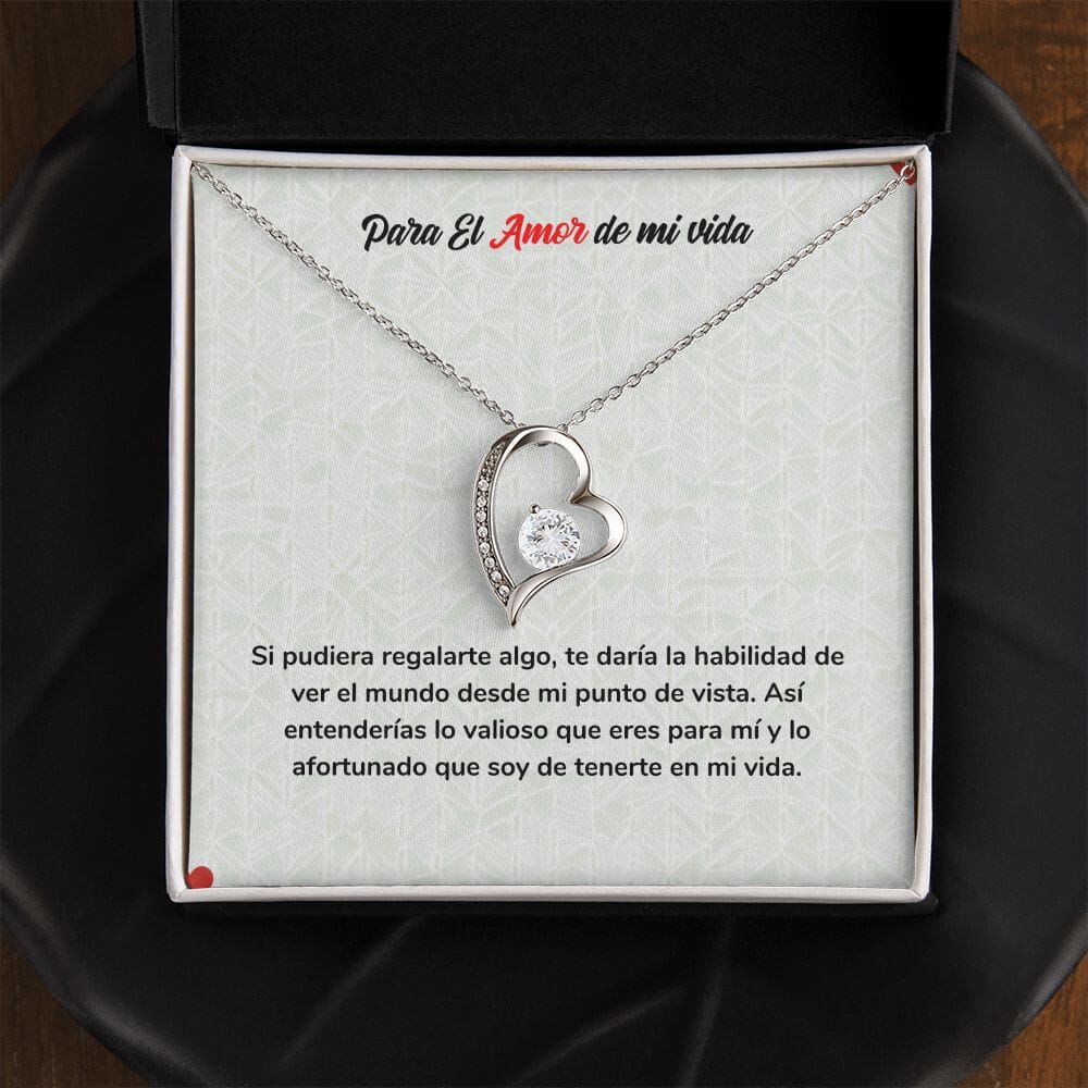 Collar Amor para Siempre - Regalo Eterno de Amor Jewelry Acabado en oro blanco de 14 k Cajita Estandard (Gratis) 