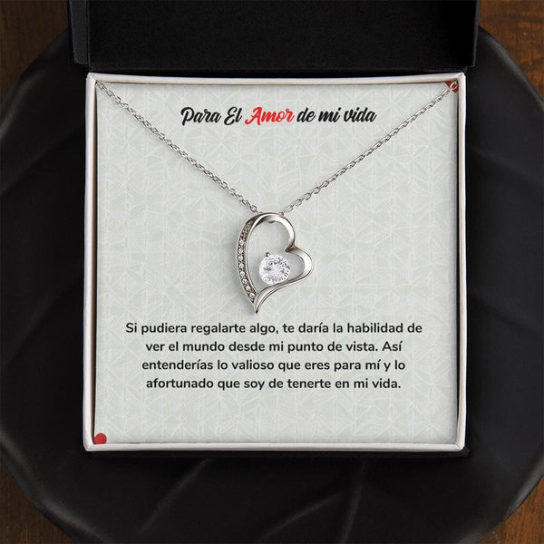 Collar Amor para Siempre - Regalo Eterno de Amor Jewelry Acabado en oro blanco de 14 k Cajita Estandard (Gratis) 