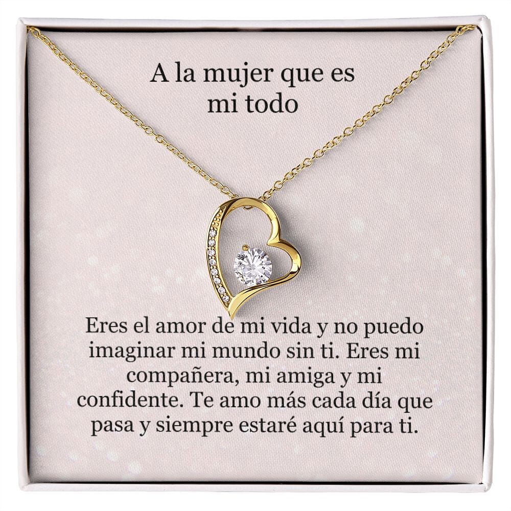 Collar Amor por siempre - For ever love- A la mujer que es mi todo Jewelry Acabado en Oro Amarillo de 18 quilates. Caja Estándard (GRATIS) 
