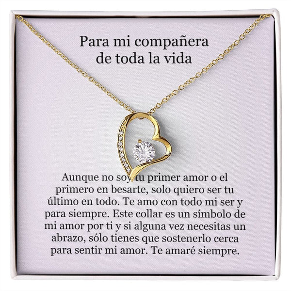 Collar Amor por siempre - For ever love- Para la compañera de toda mi vida Jewelry Acabado en Oro Amarillo de 18 quilates. Caja Estándard (GRATIS) 