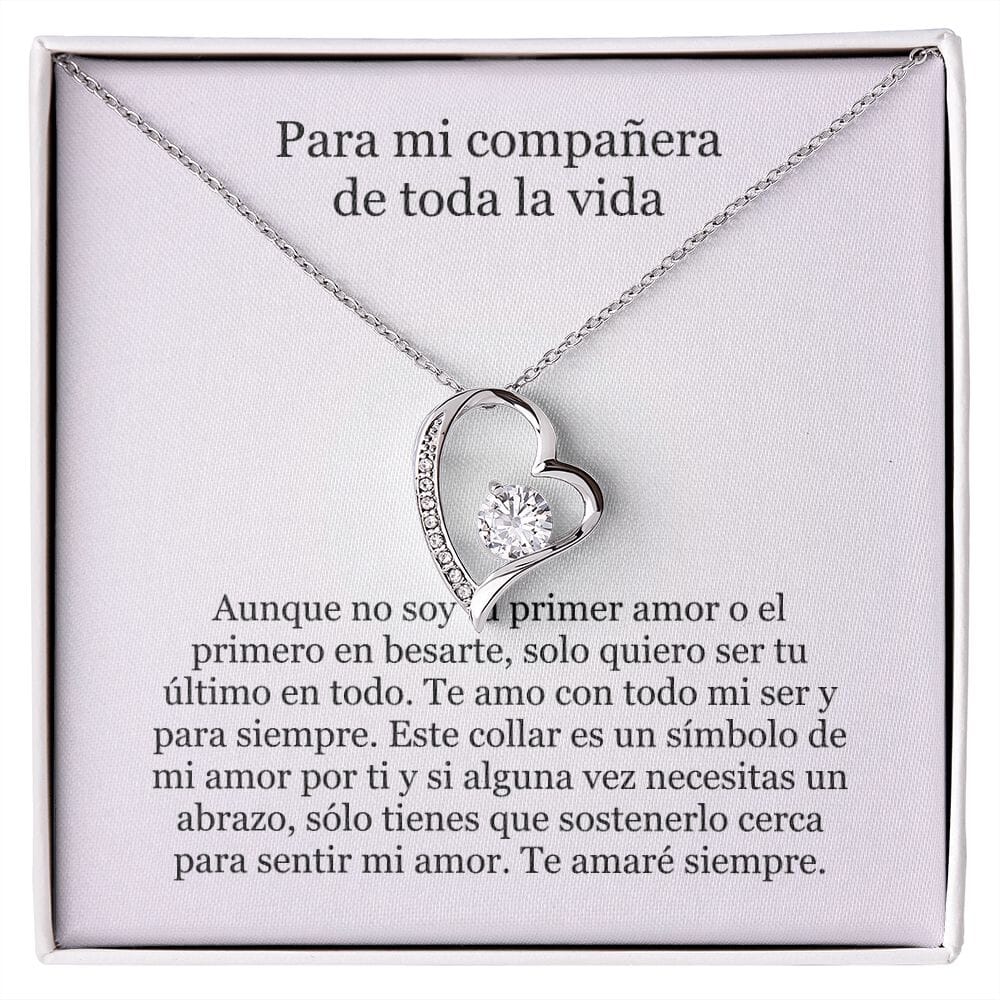Collar Amor por siempre - For ever love- Para la compañera de toda mi vida Jewelry Acabado en oro blanco de 14 k Caja Estándard (GRATIS) 