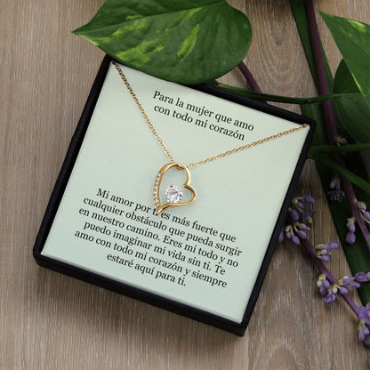 Collar Amor por siempre - For ever love- Para la mujer que amo con todo mi corazón Jewelry Acabado en Oro Amarillo de 18 quilates. Caja Estándard (GRATIS) 