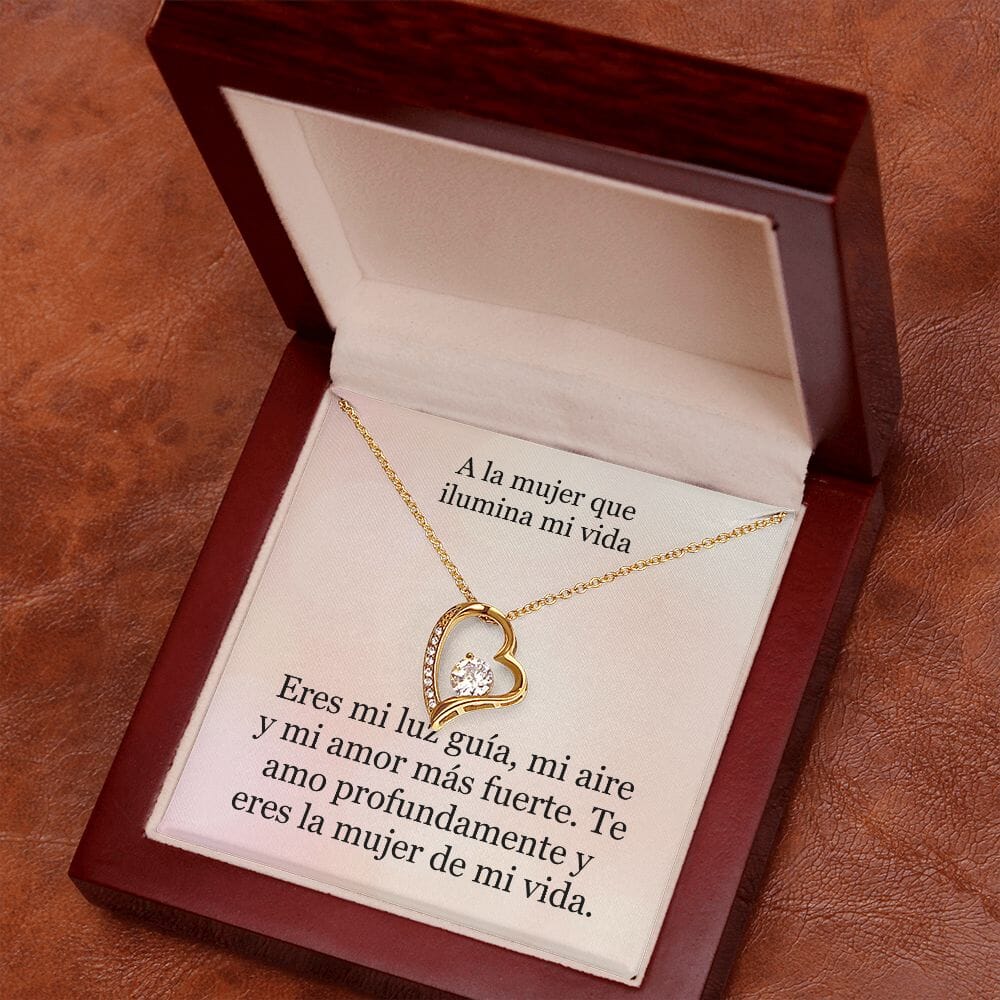 Collar Amor por siempre - For ever love- Para la mujer que ilumina mi vida Jewelry ShineOn Fulfillment Acabado en Oro Amarillo de 18 quilates. Caja de Lujo (Madera con Luz Led) 