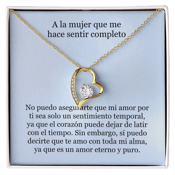 Collar Amor por siempre - For ever love- Para la mujer que me hace sentir completo Jewelry Acabado en Oro Amarillo de 18 quilates. Caja Estándard (GRATIS) 
