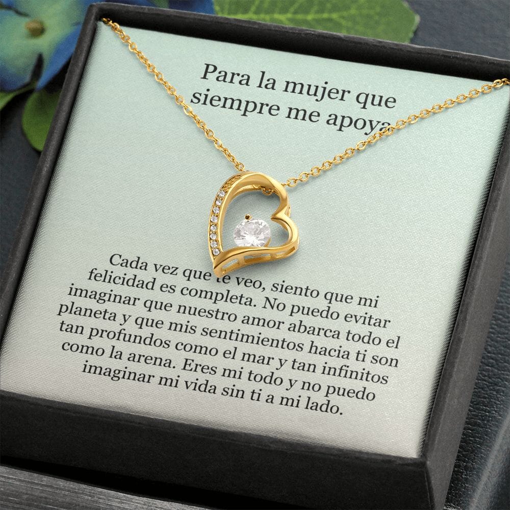 Collar Amor por siempre - For ever love- Para la mujer que siempre me apoya Jewelry Acabado en Oro Amarillo de 18 quilates. Caja Estándard (GRATIS) 