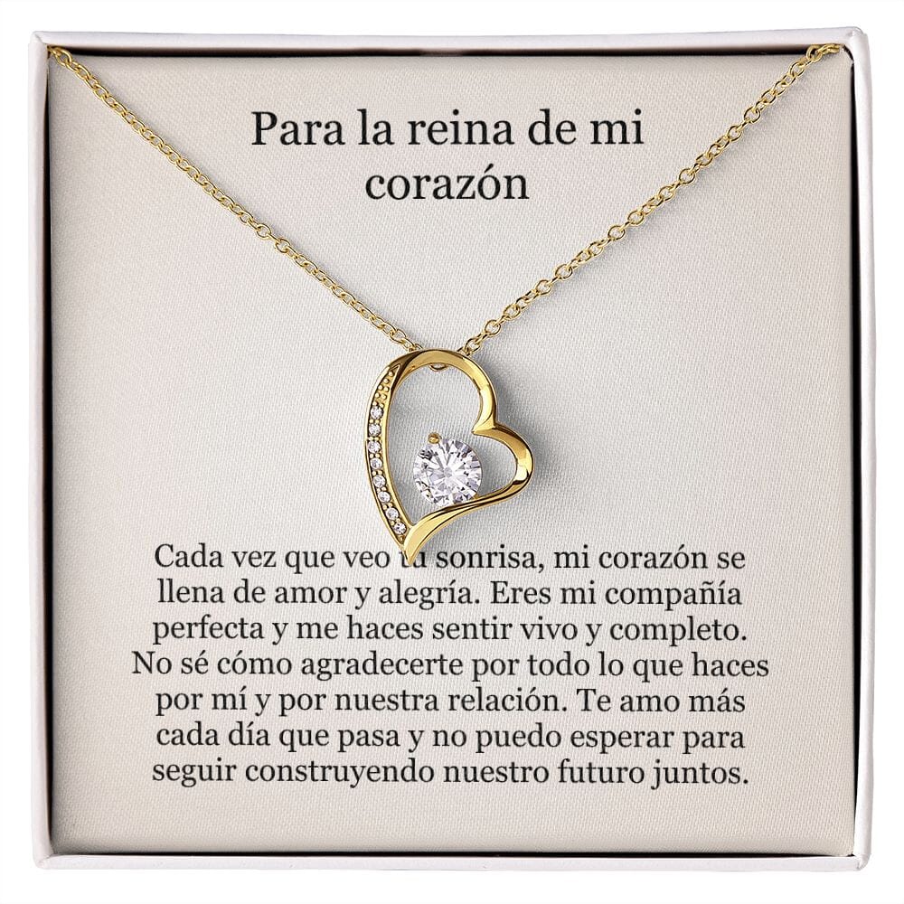 Collar Amor por siempre - For ever love- Para la Reina de mi Corazón Jewelry Acabado en Oro Amarillo de 18 quilates. Caja Estándard (GRATIS) 